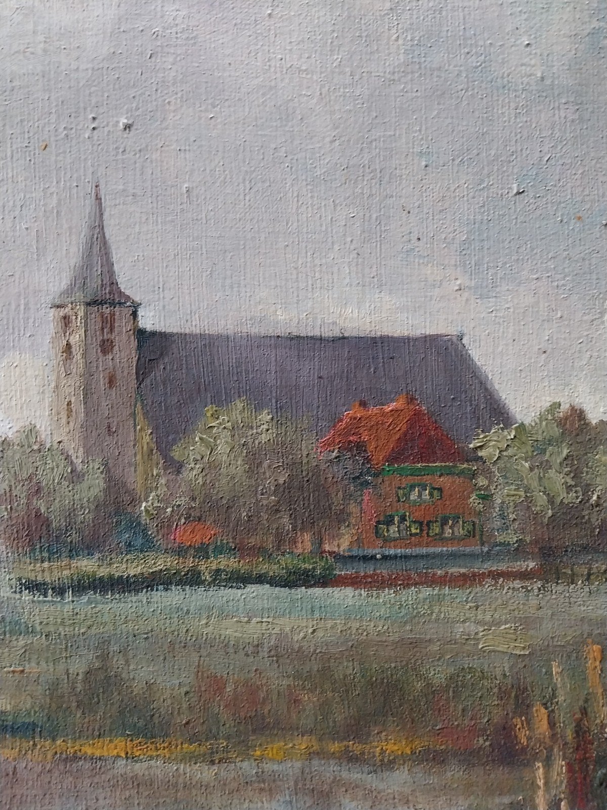 Kerk van Wilsum... olieverf op linnen., Ophalen of Verzenden