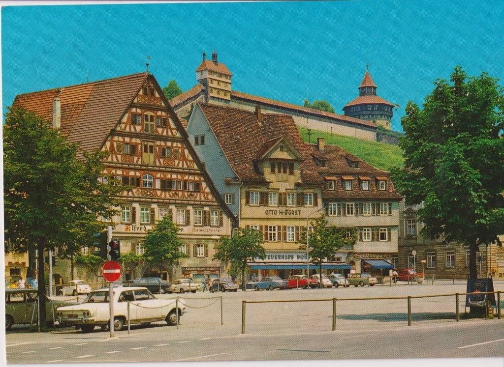 Duitsland, Esslingen met auto's Opel Rekord B, Ophalen of Verzenden, 1960 tot 1980, Gelopen, Duitsland