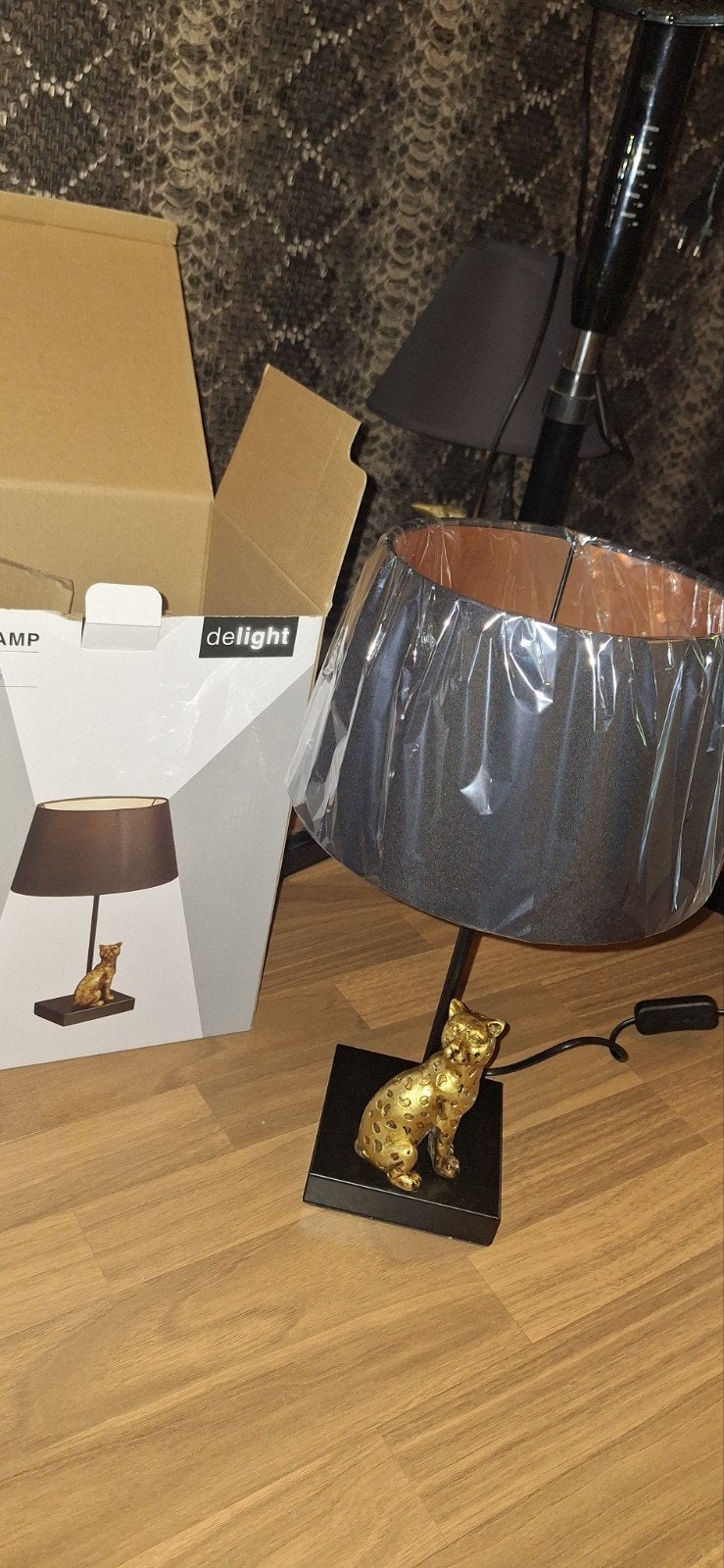 Nieuwe Delight tafellamp met kattenbeeldje - Zwart/Goud, Ophalen, Overige merken, Metaal, Nieuw