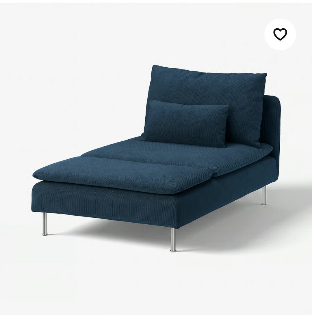 IKEA SÖDERHAMN Chaise longue hoes blauw,donkergrijs, Ophalen, Eenpersoons, Modern, Scandinavisch, Nieuw