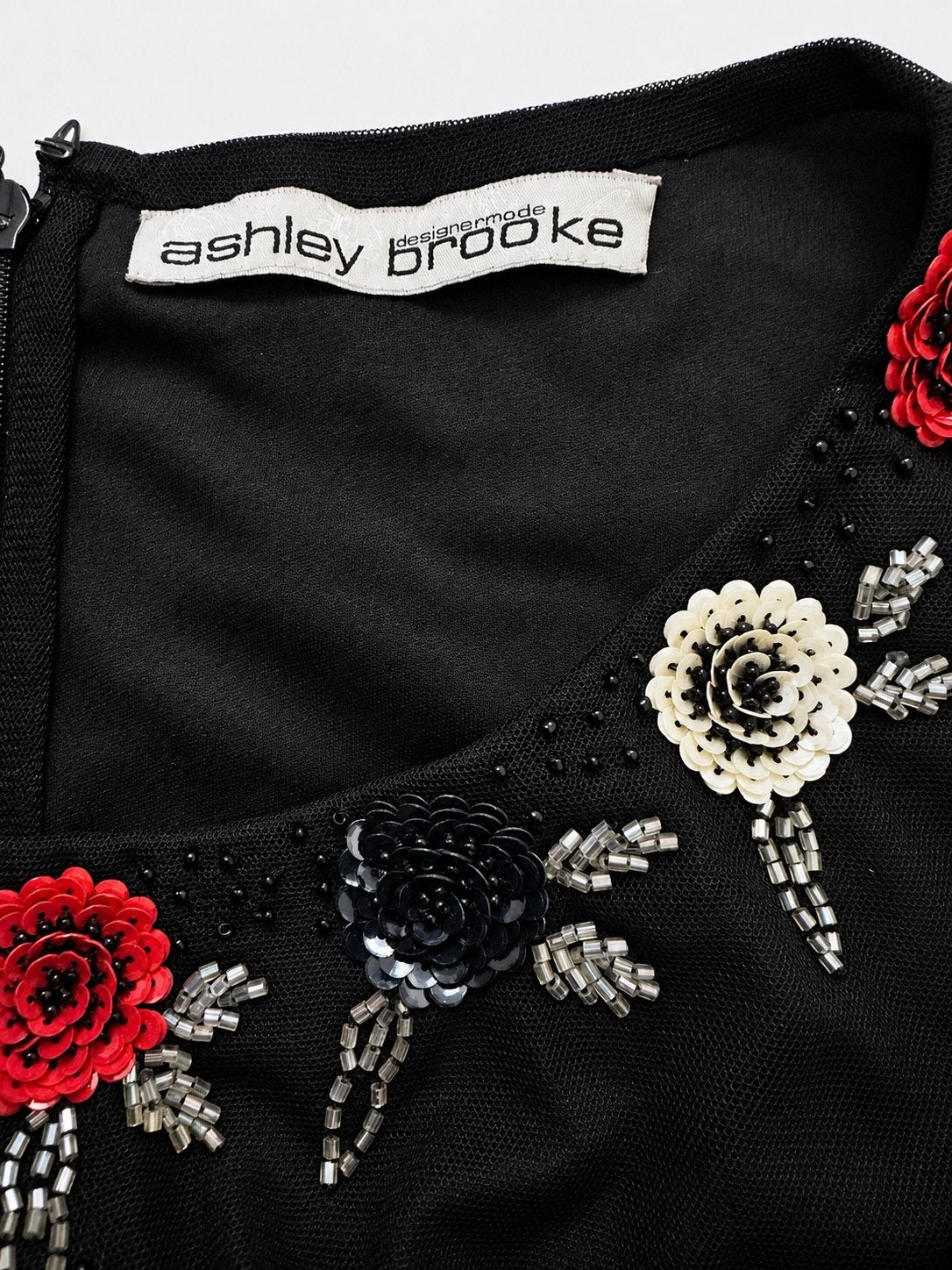 Ashley Brooke Designer Mode Zwarte Jurk met Bloemen, Zwart, Maat 42/44 (L), Ophalen of Verzenden, Zo goed als nieuw