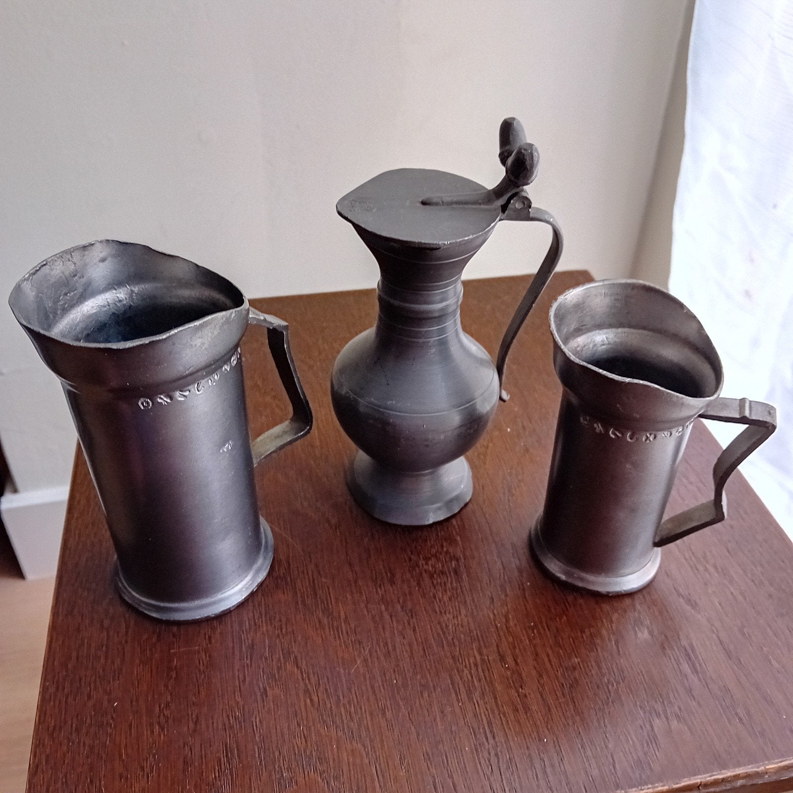 Antieke tinnen kannen en bekers set, Antiek en Kunst, Antiek | Tin, Ophalen of Verzenden