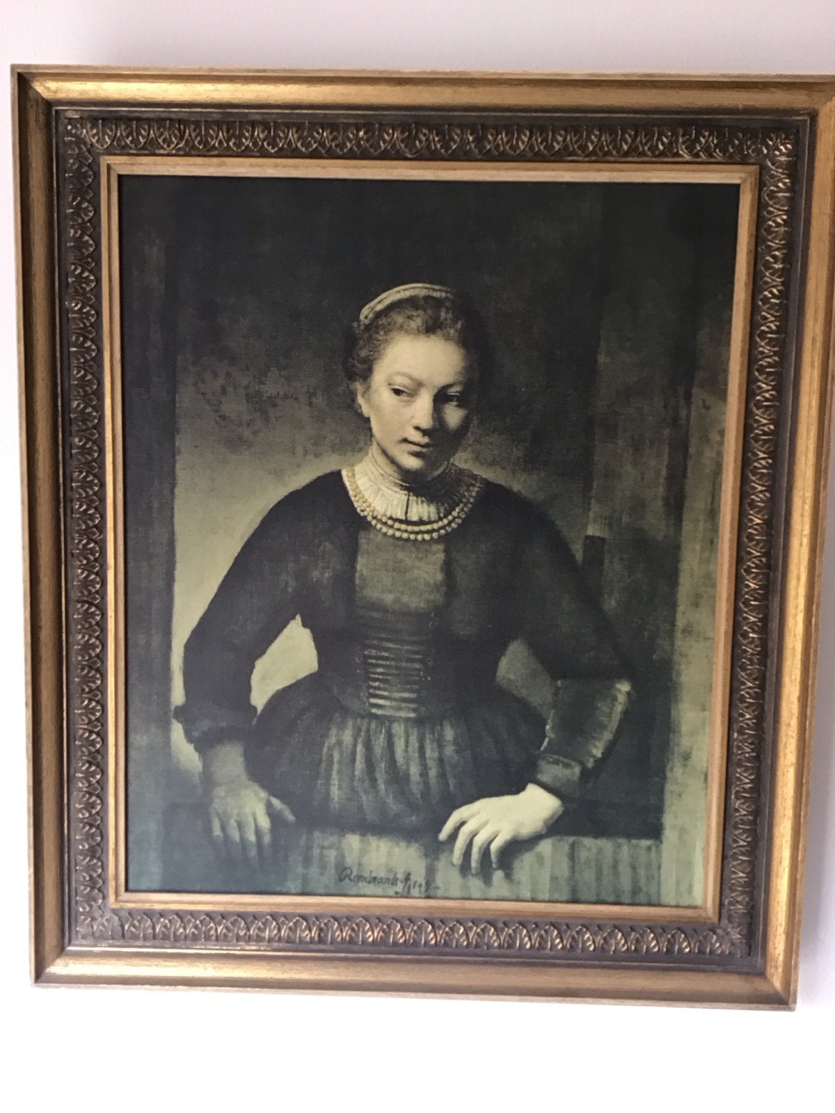 ‘Meisje bij een open halve deur’ in een mooie lijst, Ophalen, Doek, Portret of Personen, Klassiek