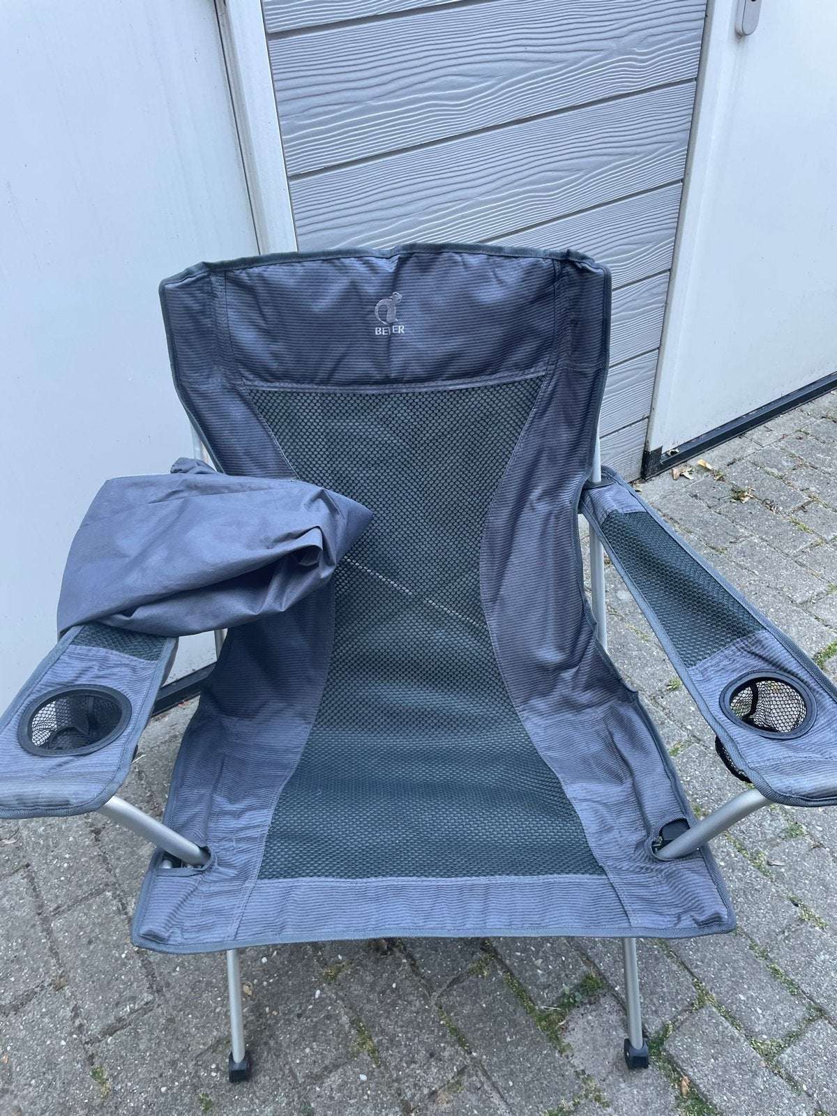 Bever Campingstoel met 2 bekerhouders, Caravans en Kamperen, Ophalen, Zo goed als nieuw, Campingstoel