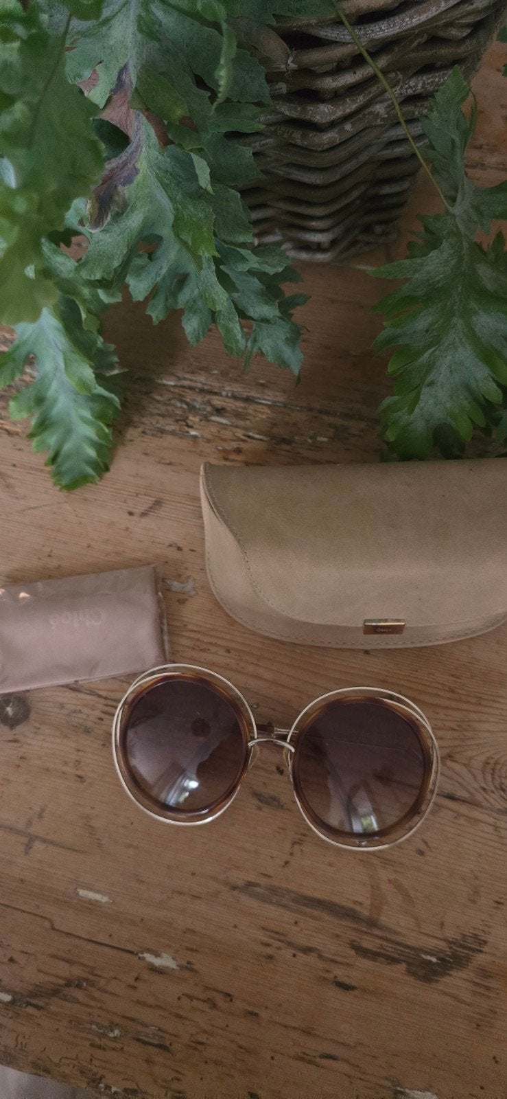 Chloé Carlina Zonnebril Bruin met Originele Koker, Overige merken, Gebruikt, Zonnebril, Bruin