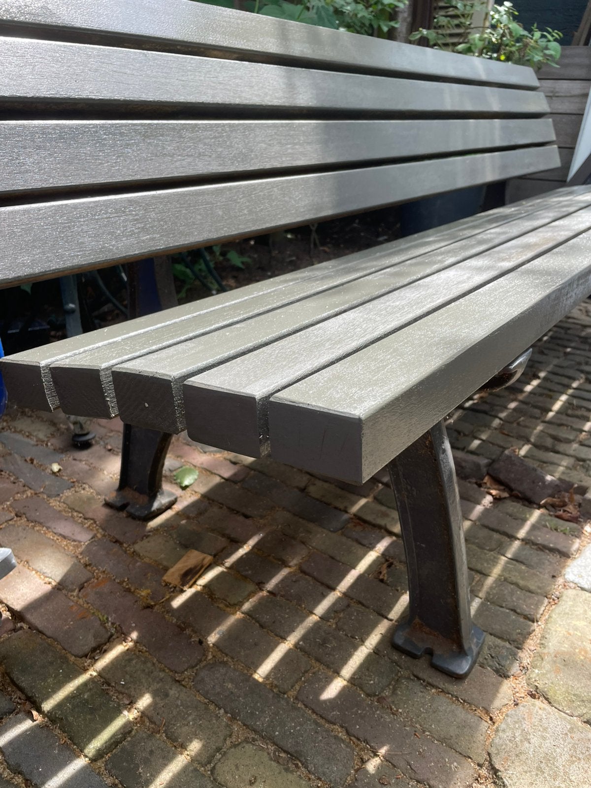 Gietijzeren tuinbank stationsbank, Ophalen, Gebruikt, Hout