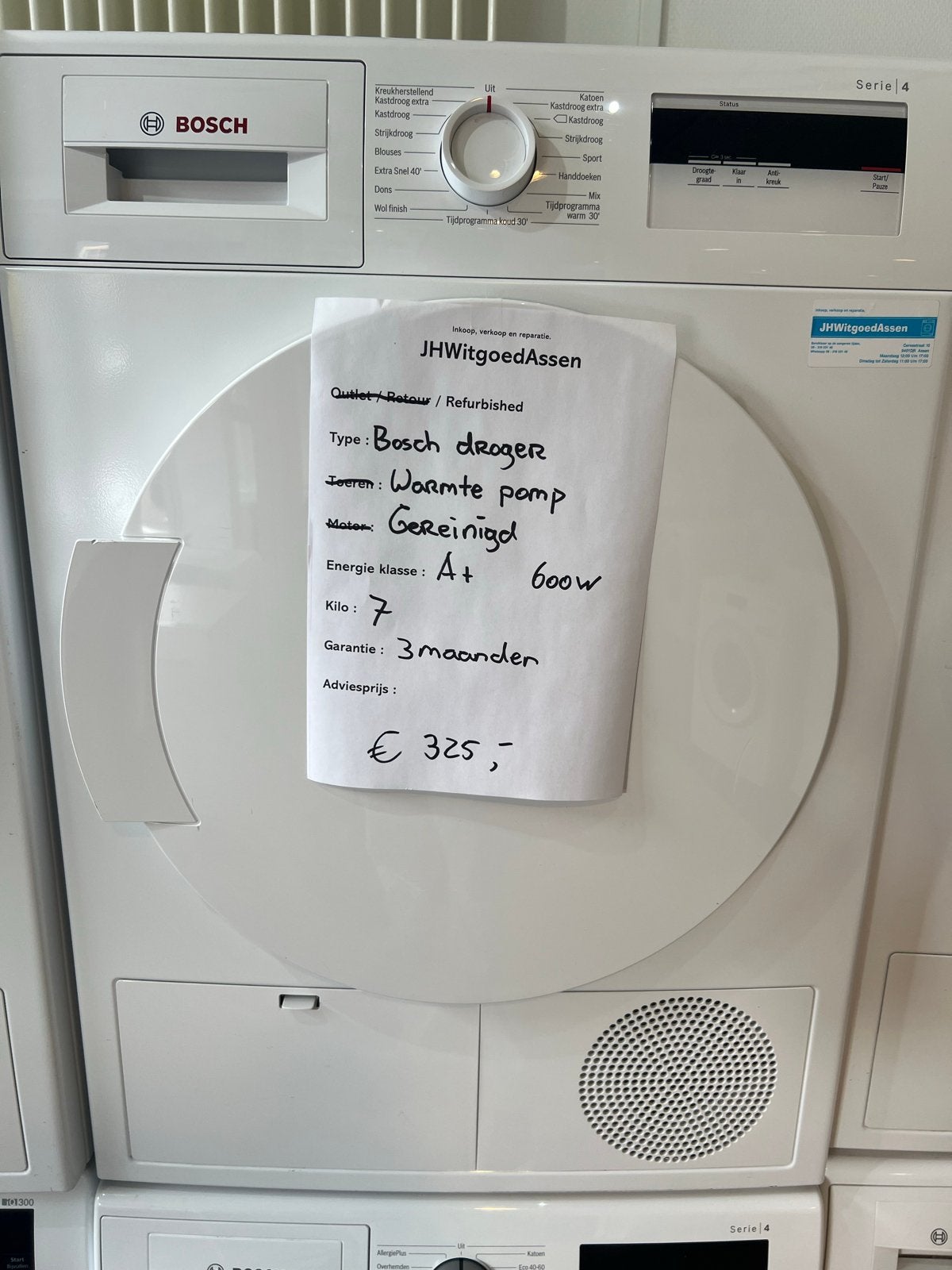 Bosch Serie 4 Warmtepompdroger - Energiezuinig en Schoon, 6 tot 8 kg, Anti-kreukfase, Ophalen of Verzenden, Voorlader