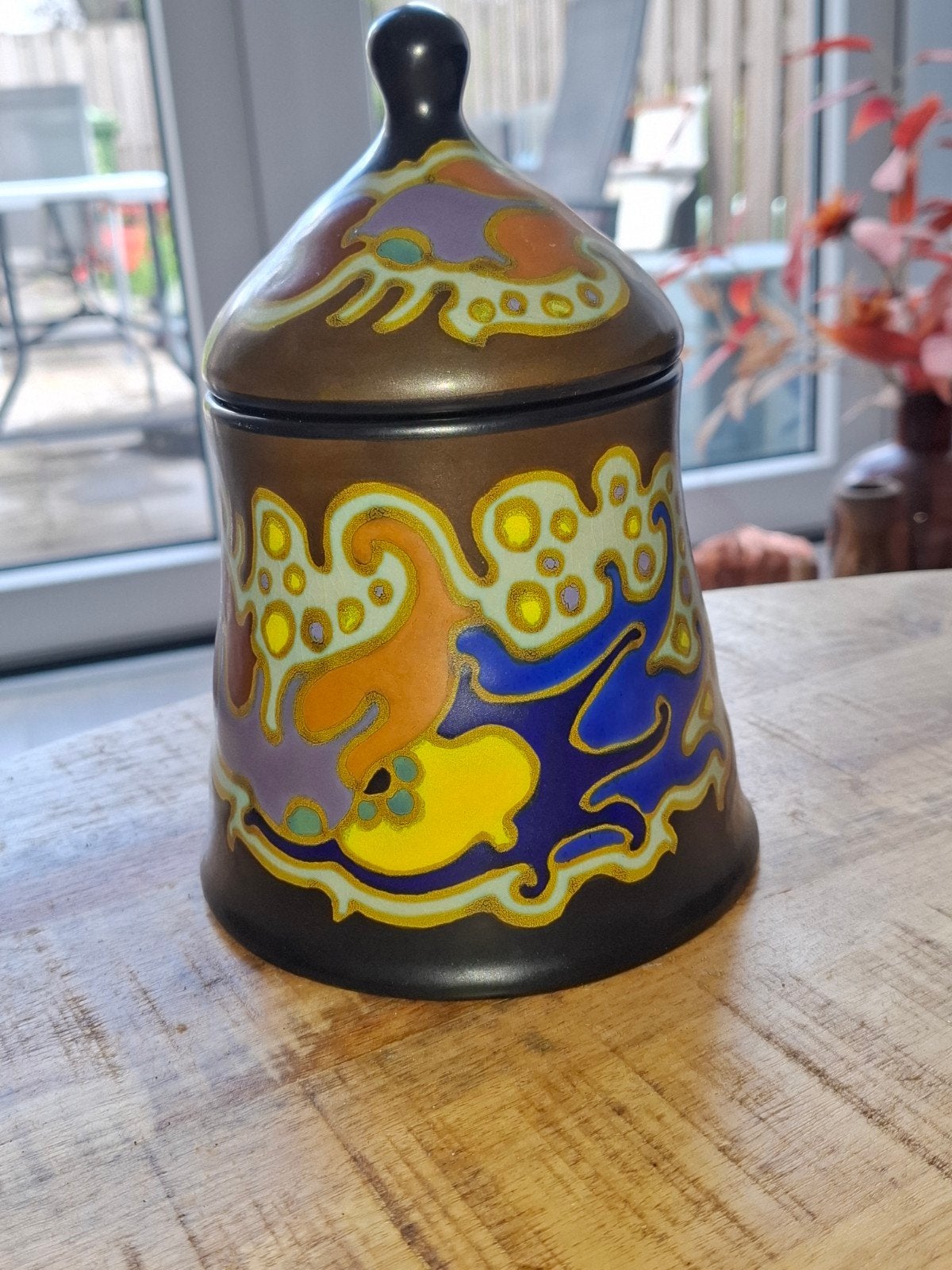 Antieke Zenith Gouda Nancy Art Deco Pot met Deksel, Ophalen of Verzenden