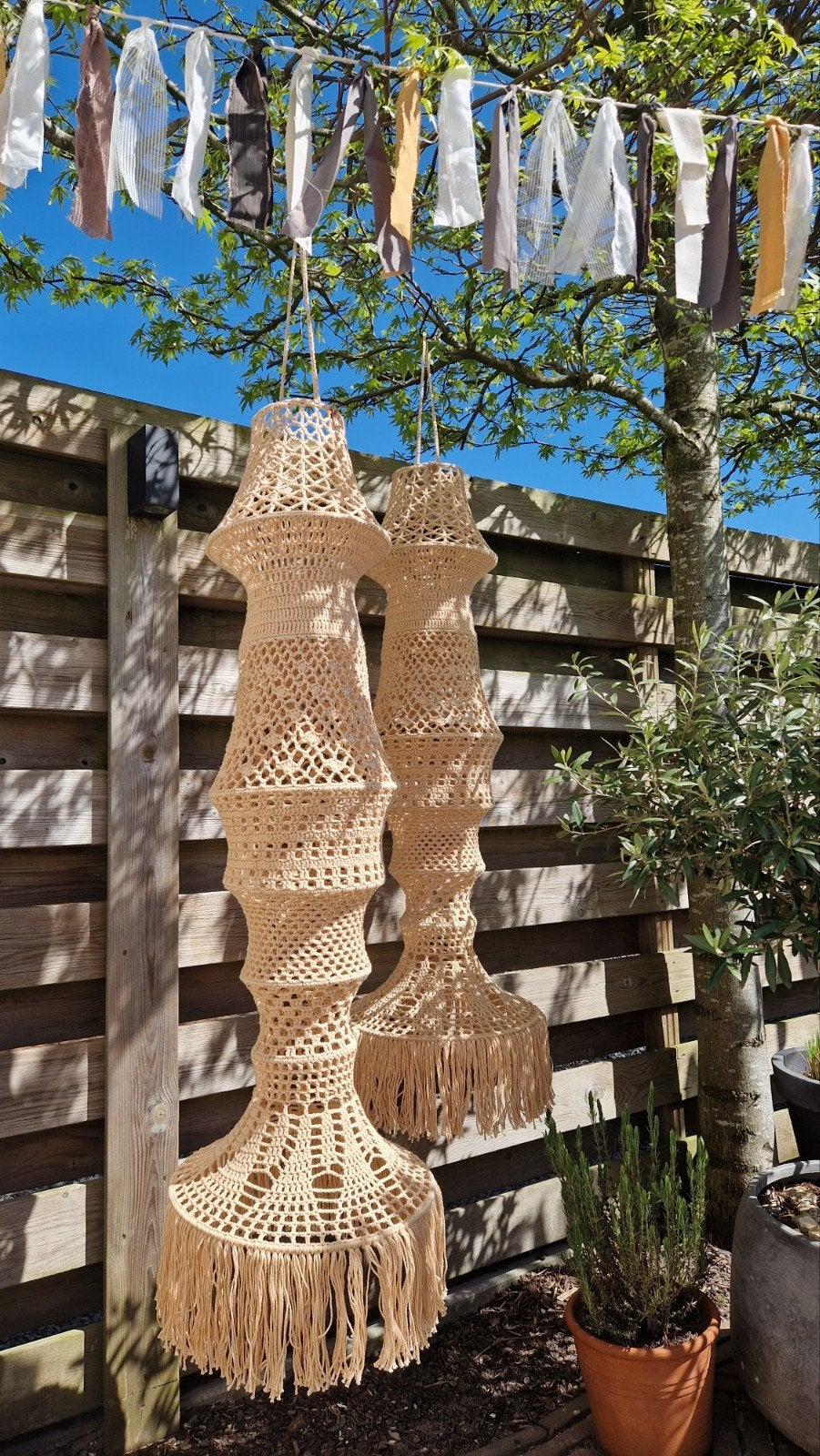 Handgehaakte Fishermanslamp, Beige, Boho, Nieuw, Ophalen of Verzenden