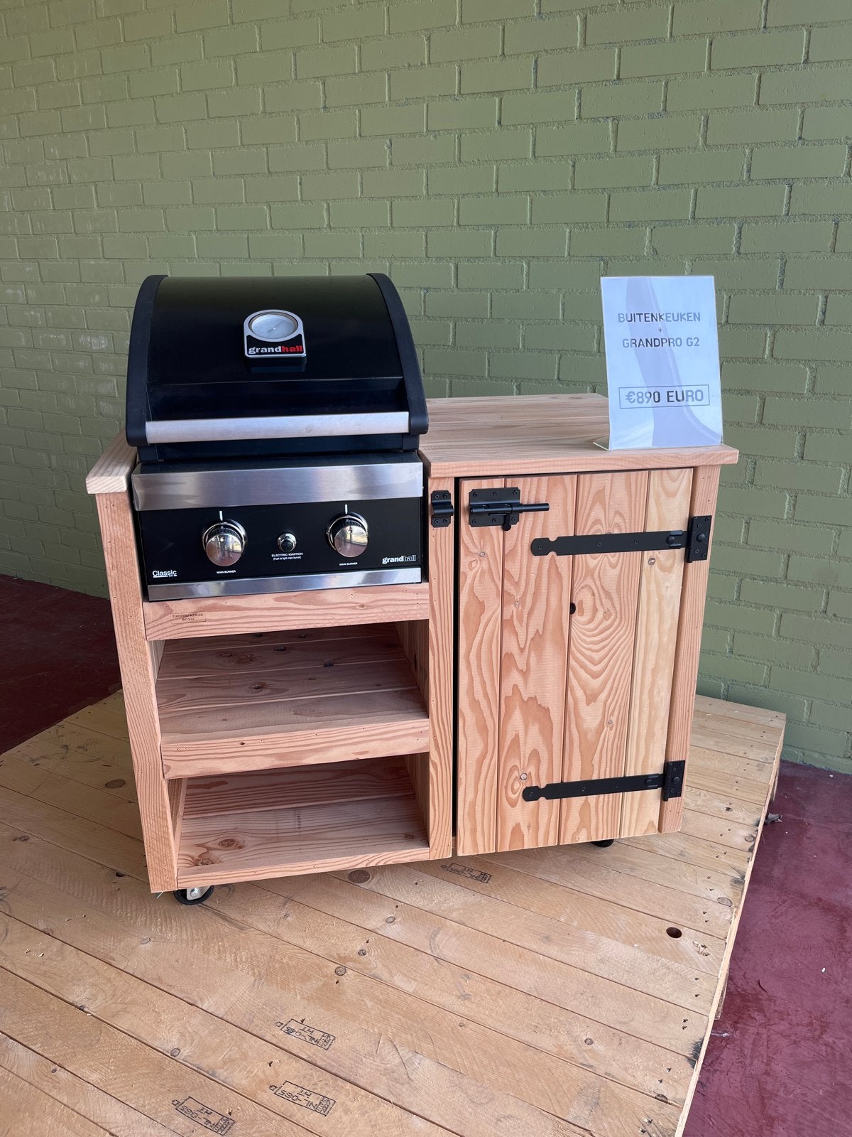 Buitenkeuken met Grandhall G2 gasbarbecue - Nieuw!, Ophalen of Verzenden, Nieuw, Gas, Vrijstaand