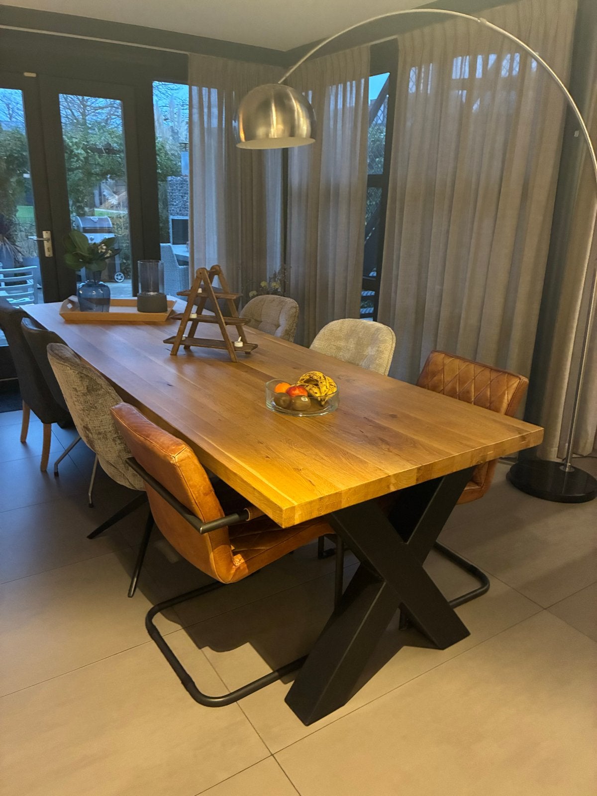 Booglamp RVS met marmeren voet - 220 cm hoog, Huis en Inrichting, Ophalen, Gebruikt, Metaal, 200 cm of meer