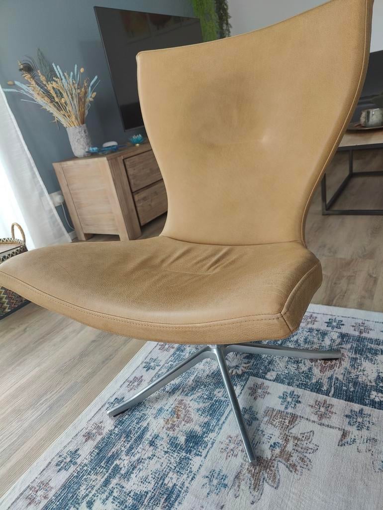 Conform Gyro lederen design draaistoel - originele staat, Huis en Inrichting, Fauteuils, Ophalen, Modern design, Gebruikt, 75 tot 100 cm