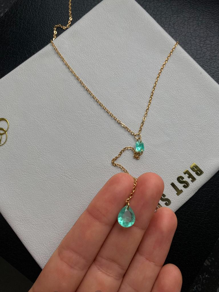 Paraiba lariat ketting verguld 18k, Nieuw, Ophalen of Verzenden, Steen of Mineraal, Met kristal