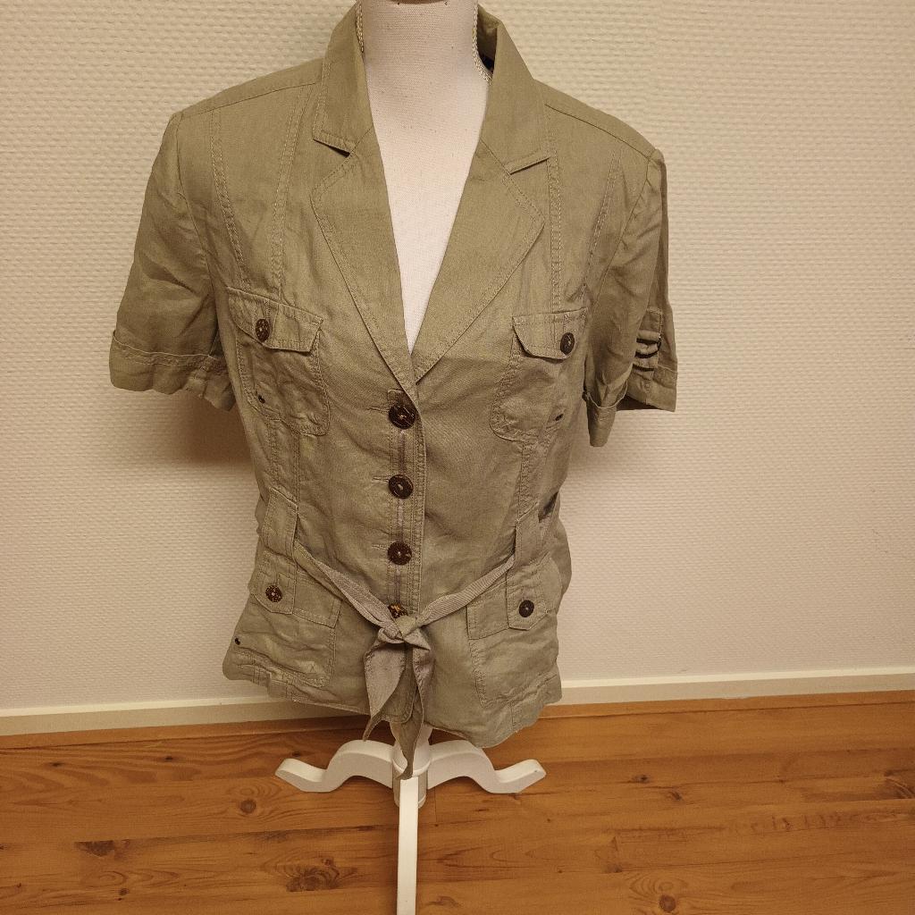 CANDA - Leuke linnen blouse, beige, maat 44., Beige, Maat 42/44 (L), Ophalen of Verzenden, Zo goed als nieuw