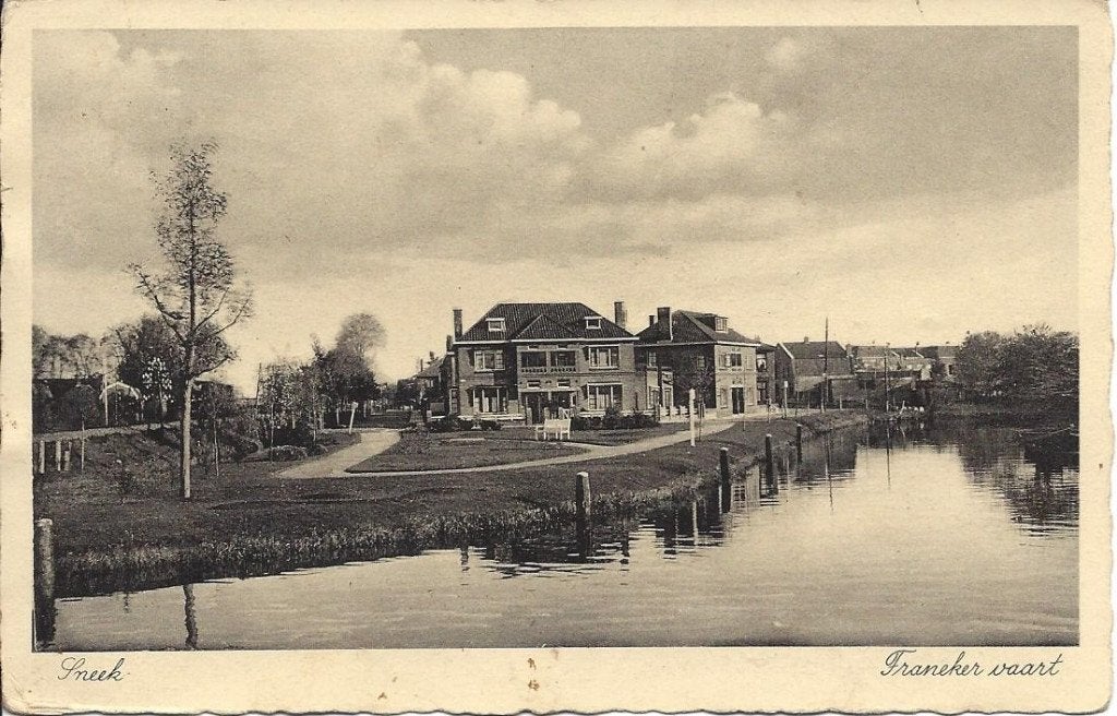 Sneek (Frl.) Franeker vaart, gelopen 1938, Ophalen of Verzenden, 1920 tot 1940, Gelopen, Friesland