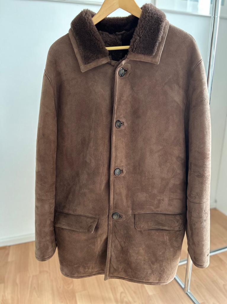 Heren lammy coat maat 50/L bruin, Ophalen of Verzenden, Gedragen, Bruin