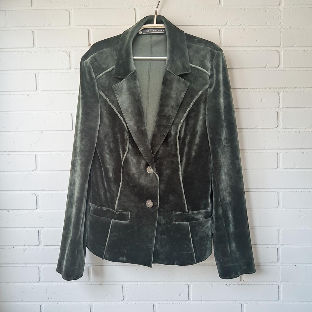Woman By Earn Blazer Maat 40 Donkergroen Velours, Kleding | Dames, Ophalen of Verzenden, Zo goed als nieuw, Wy, Jasje