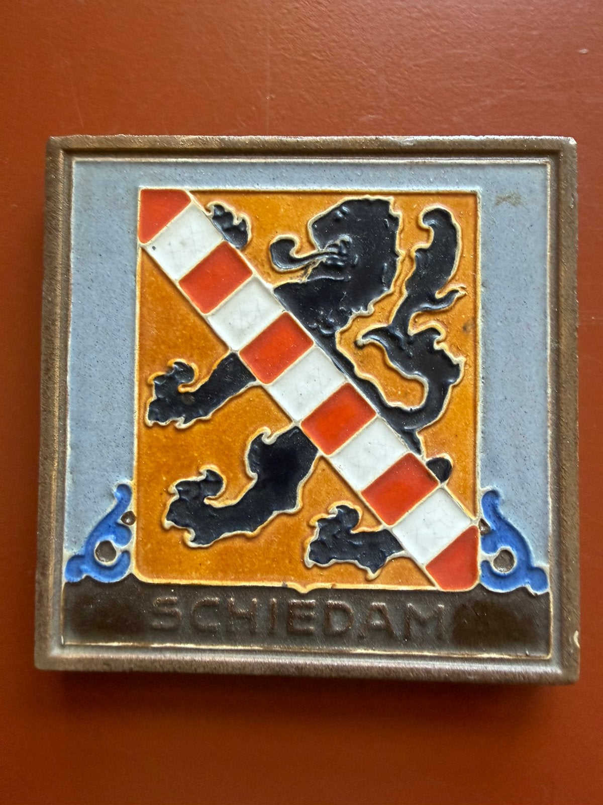 Westraven wapentegel Schiedam, Antiek en Kunst, Antiek | Wandborden en Tegels, Ophalen of Verzenden