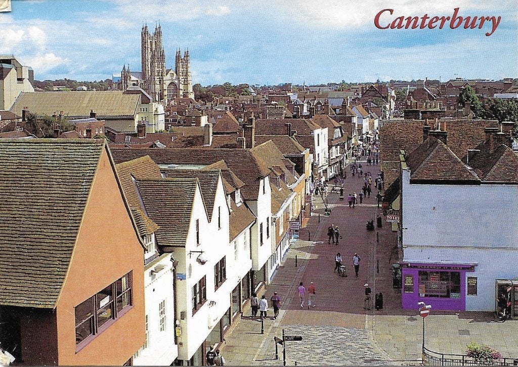 Ansichtkaart  	Canterbury (Eng)	Panorama	v/a de West Gate, Verzenden, 1980 tot heden, Gelopen, Engeland