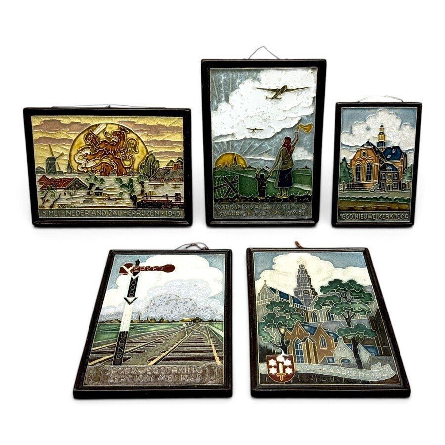 Porceleyne Fles cloisonné tegels (5x), Antiek en Kunst, Ophalen of Verzenden