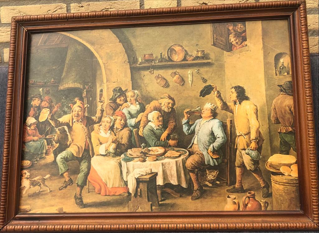 Vintage Reproductie Jan Steen: Het Driekoningenfeest, Antiek en Kunst, Ophalen