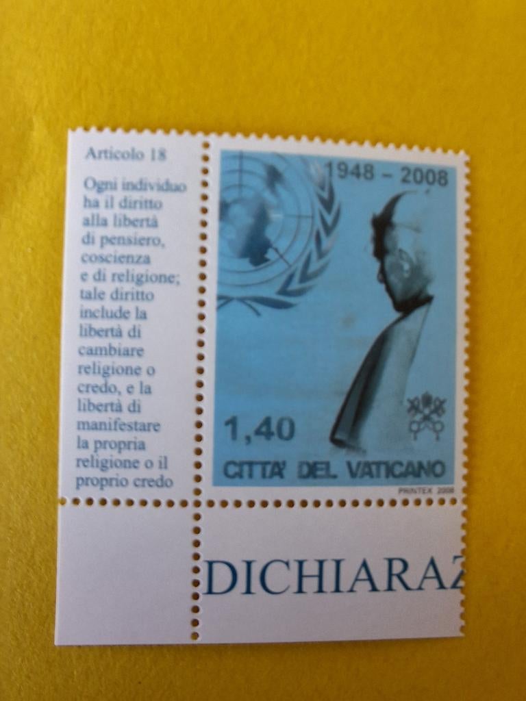 Vaticaanstad: mi. 1613. Bezoek Paus Benedikt XVI aan de UNO., Ophalen of Verzenden, Overige landen, Postfris