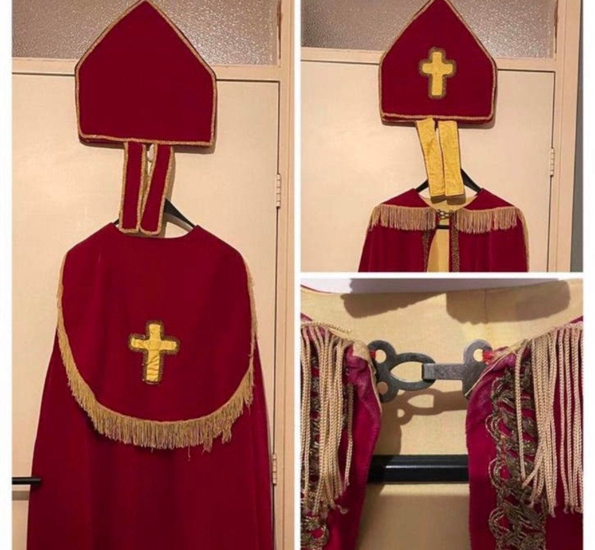 Kostuum mooie goede kwaliteit Sinterklaas mantel en mijter, Diversen, Ophalen of Verzenden, Zo goed als nieuw