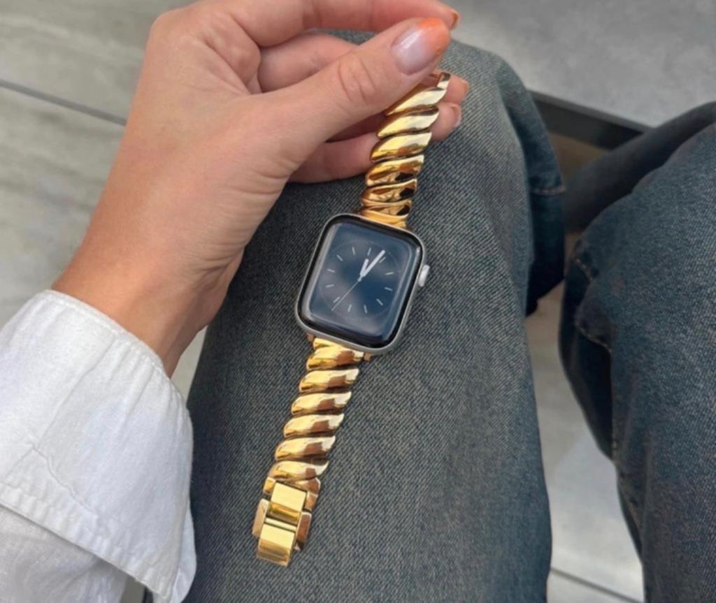 Gouden Apple Watch band van roestvrijstaal (RVS), IOS, Ophalen of Verzenden, Waterdicht, Zilver