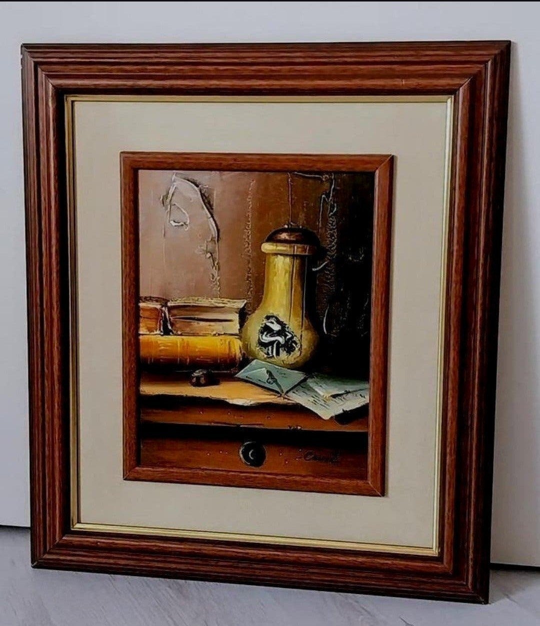 Ingelijst 3D Schilderij Stilleven - Gesigneerd Cavic, Doek, Realistisch, Stilleven, Ophalen of Verzenden