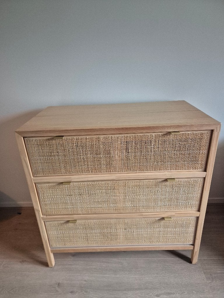 Ladekast/commode Luana webbing/rotan naturel, Ophalen, Gebruikt, 50 tot 100 cm, 3 of 4 laden