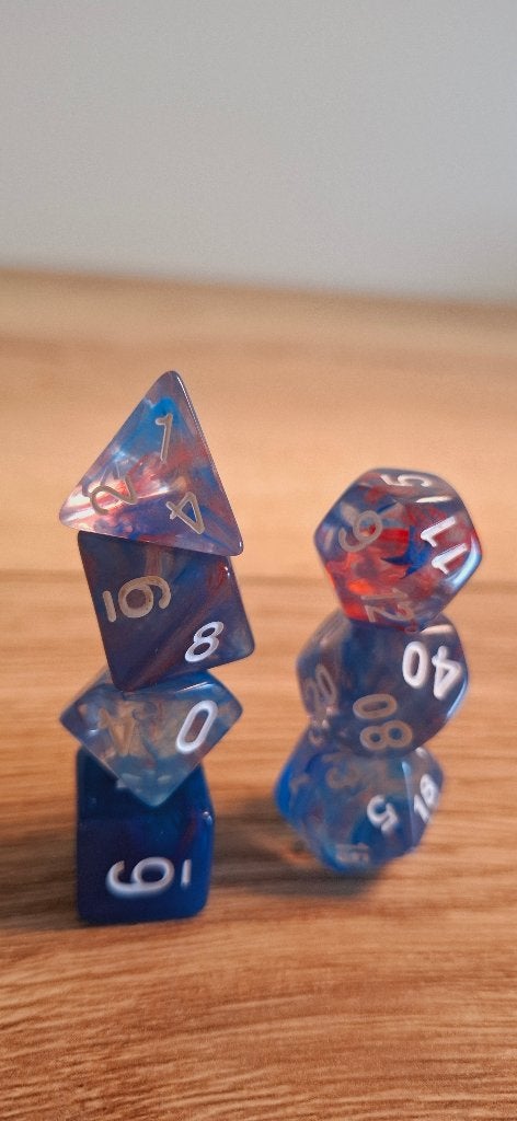 D&D Dobbelstenen Set Blood in the Water Shark Ocean Swirl, Onbekend, Overige soorten, Ophalen of Verzenden, Zo goed als nieuw