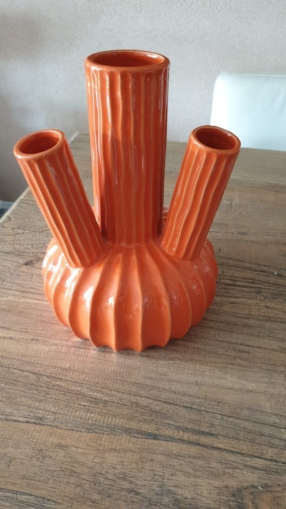 Oranje tulpenvaas, Nieuw, Oranje, Steen/keramiek, Ophalen
