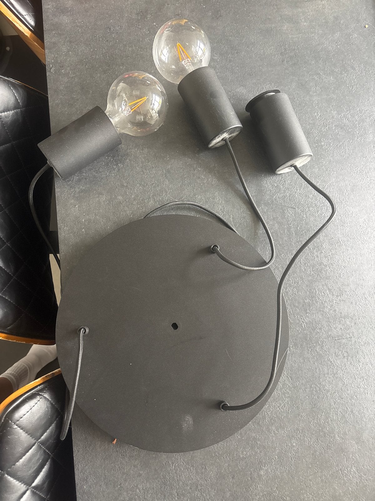 Moderne zwarte hanglamp met 3 lichtpunten, Ophalen, Gebruikt, Metaal, E27 (groot)