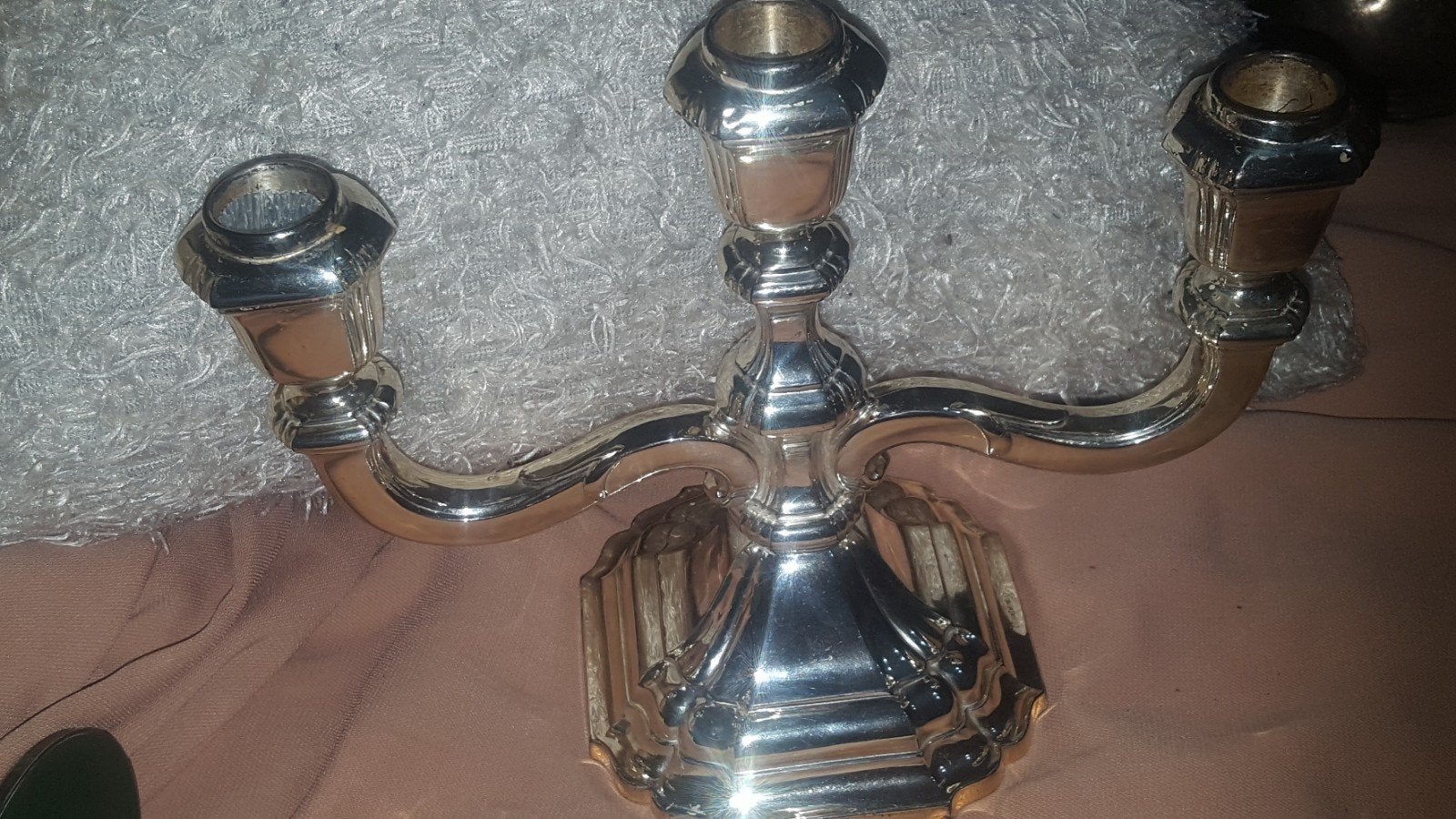Antieke Zilveren 925 Kandelaar met Drie Armen, Ophalen of Verzenden, Zilver