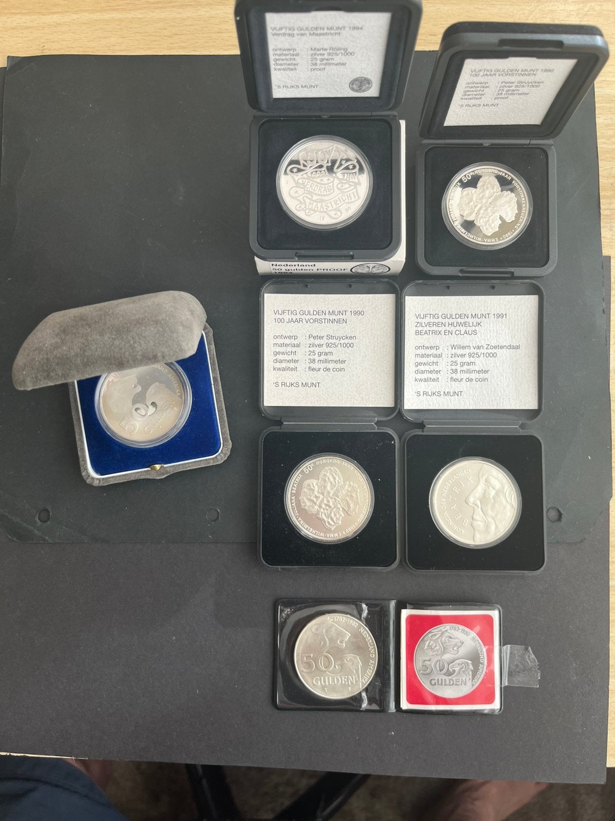 BEATRIX 50 GULDEN  2XUNC- 2XPROOF 2X FDC, Koningin Beatrix, Zilver, 50 gulden, Verzenden