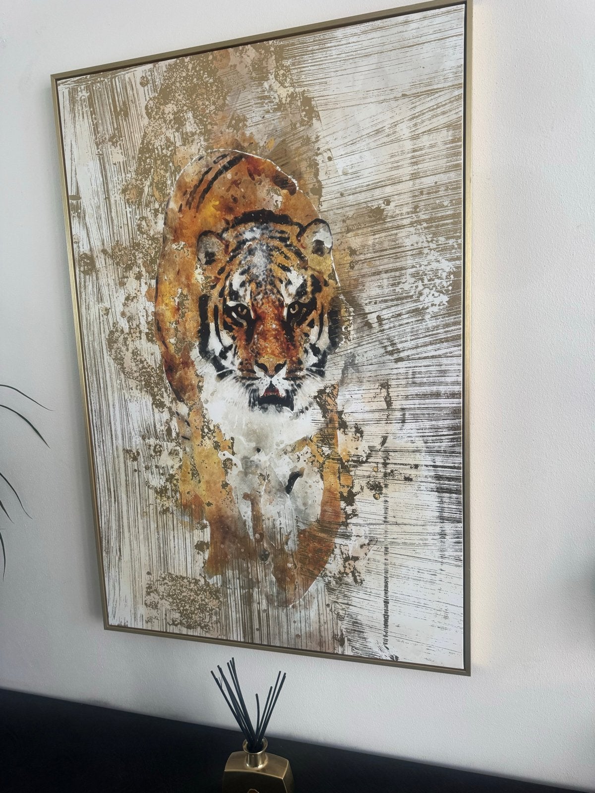 Mooi schilderij met tijger - Nieuwstaat, Antiek en Kunst, Kunst | Schilderijen | Modern, Ophalen, Acrylverf, Dieren, Op houten frame