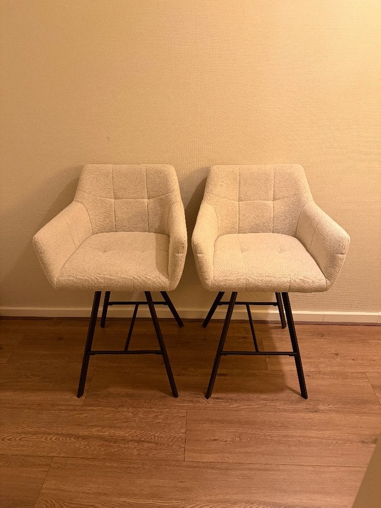 2x Leenbakker barkrukken Clint in Beige, Ophalen, Met voetsteun, 60 tot 90 cm, Nieuw