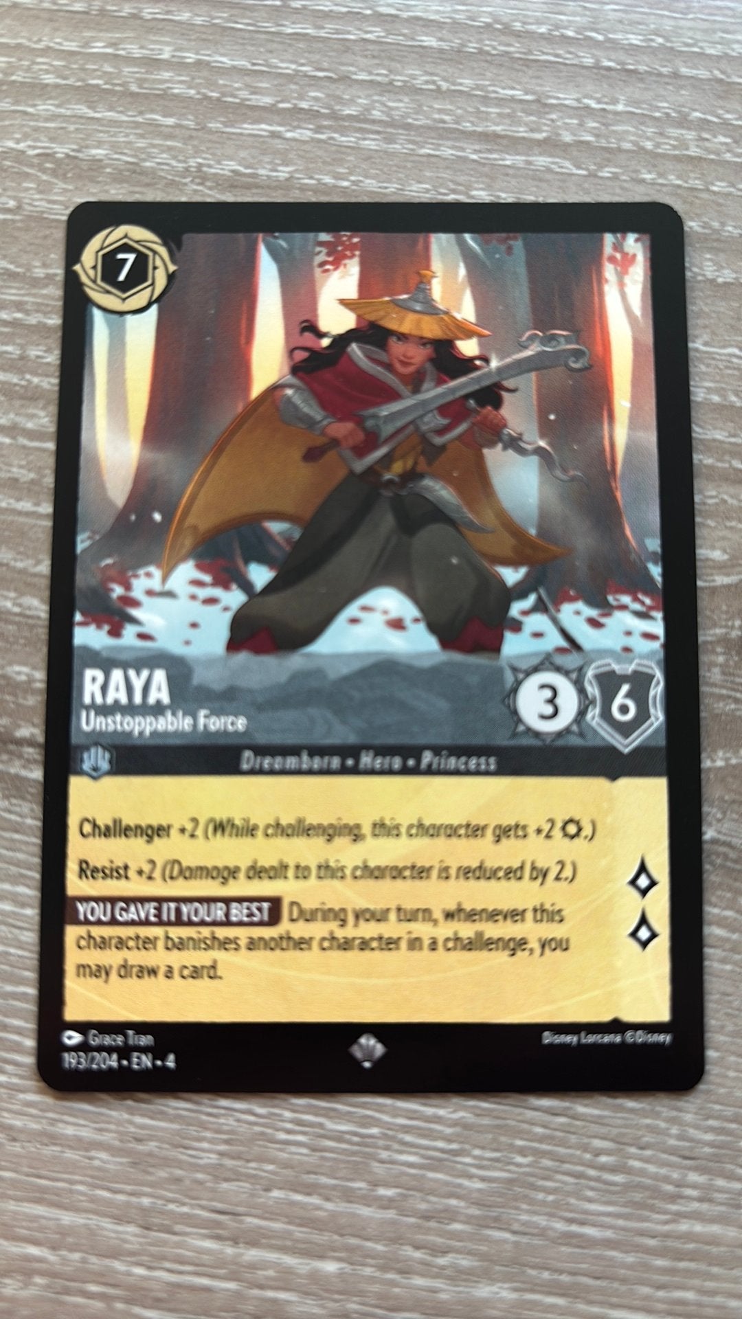 Disney Lorcana Raya unstoppable force 193-204 4URS nonfoil, Ophalen of Verzenden, Zo goed als nieuw