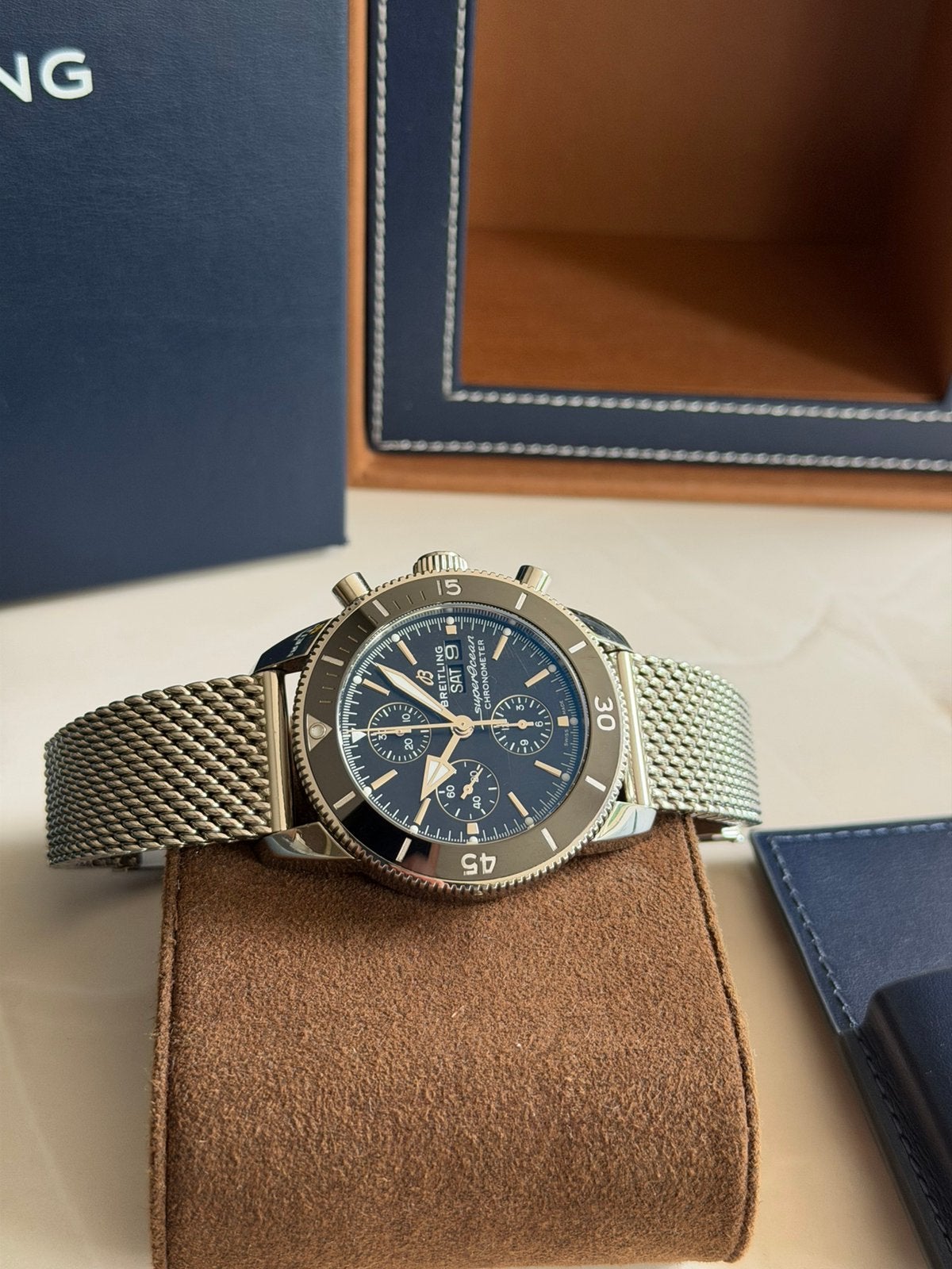 Originele Breitling Superocean Heritage Chronograph Full Set, Staal, Gebruikt, Staal, Breitling