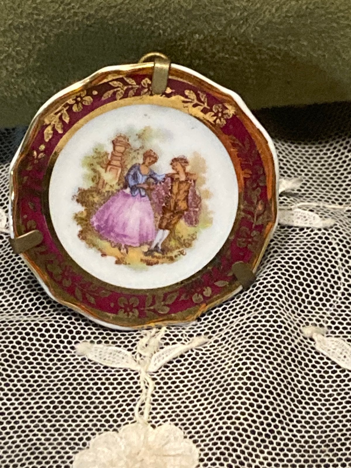 Miniatuur bordje Limoges porselein (030725s), Antiek en Kunst, Antiek | Porselein, Ophalen of Verzenden