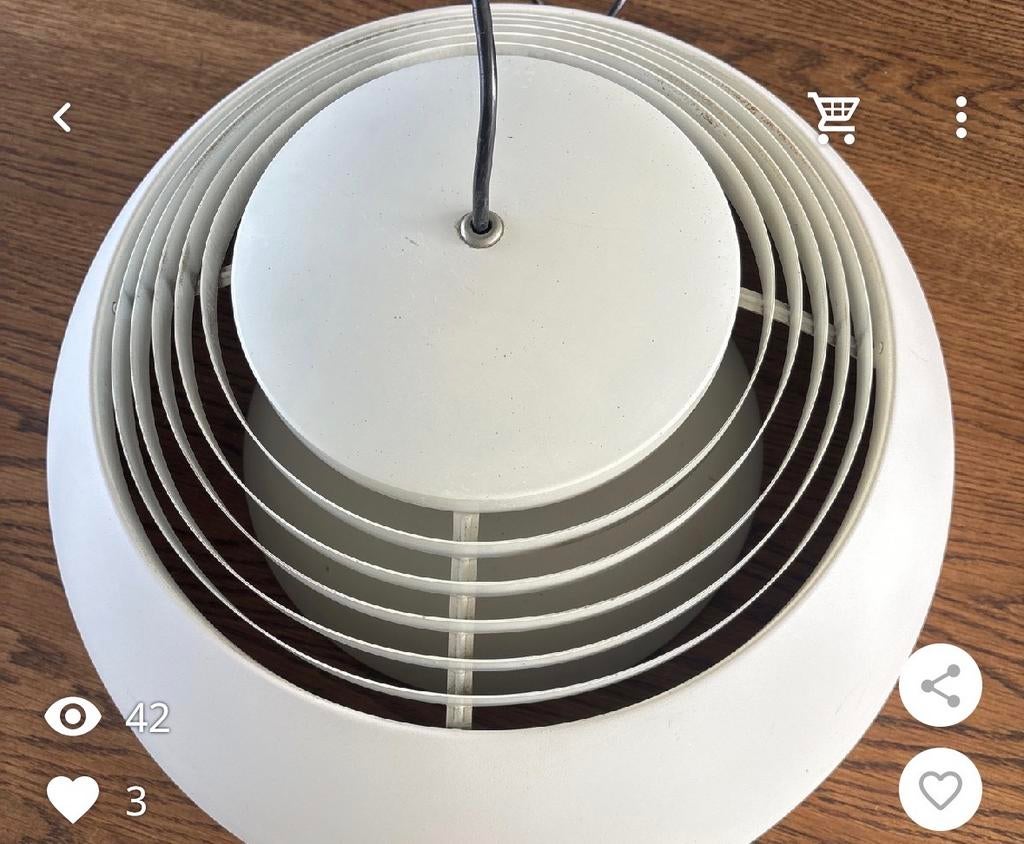 Witte vintage AJ Royal hanglamp Arne Jacobsen, Ophalen, Gebruikt, Metaal, Minder dan 50 cm
