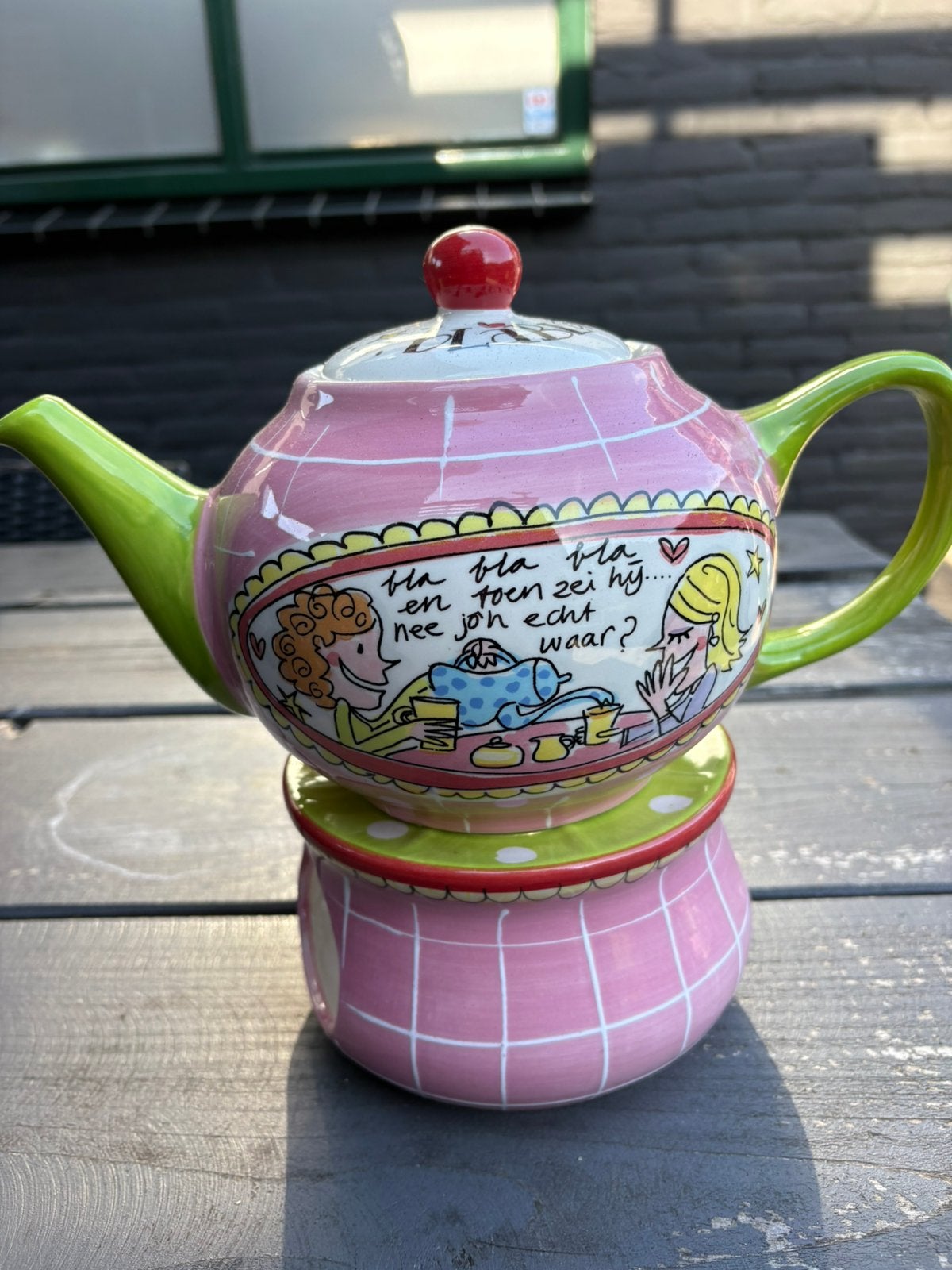 Blond amsterdam theepot en theelicht houder, Ophalen of Verzenden, Zo goed als nieuw, Aardewerk, Overige typen