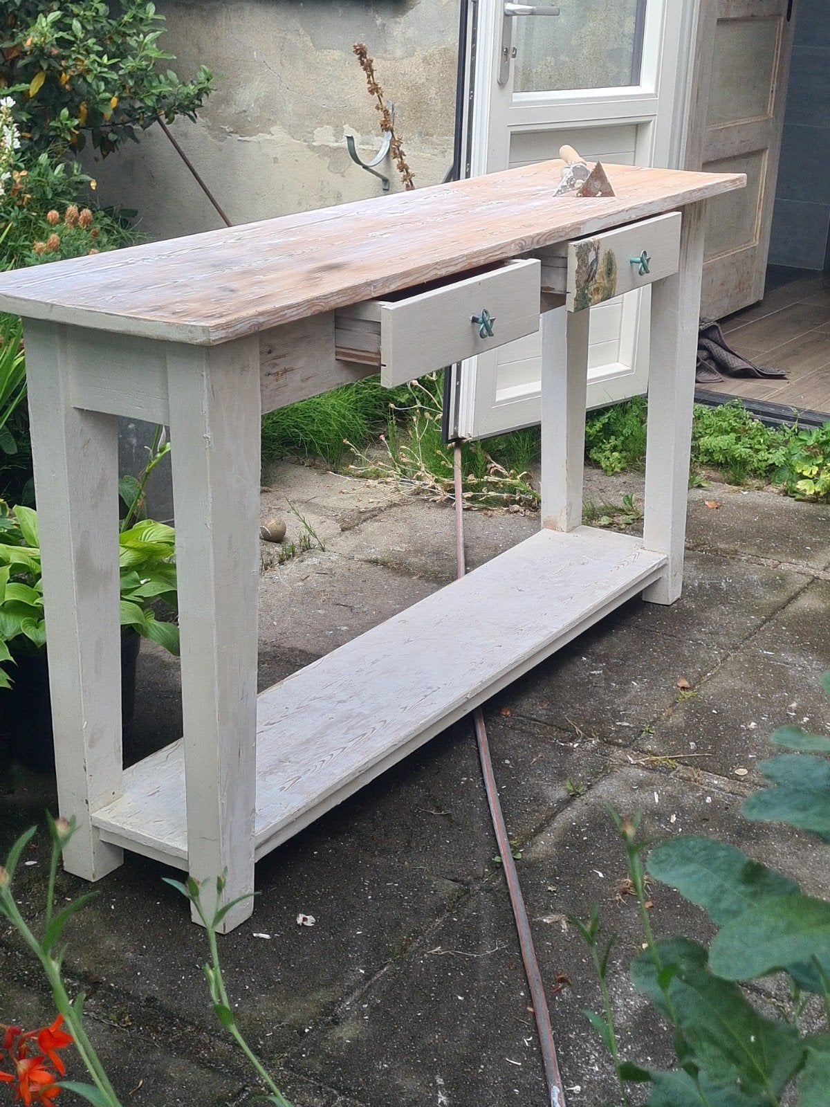 sidetable te  massief grenen, Ophalen of Verzenden, Landelijk, 150 tot 200 cm, Grenenhout