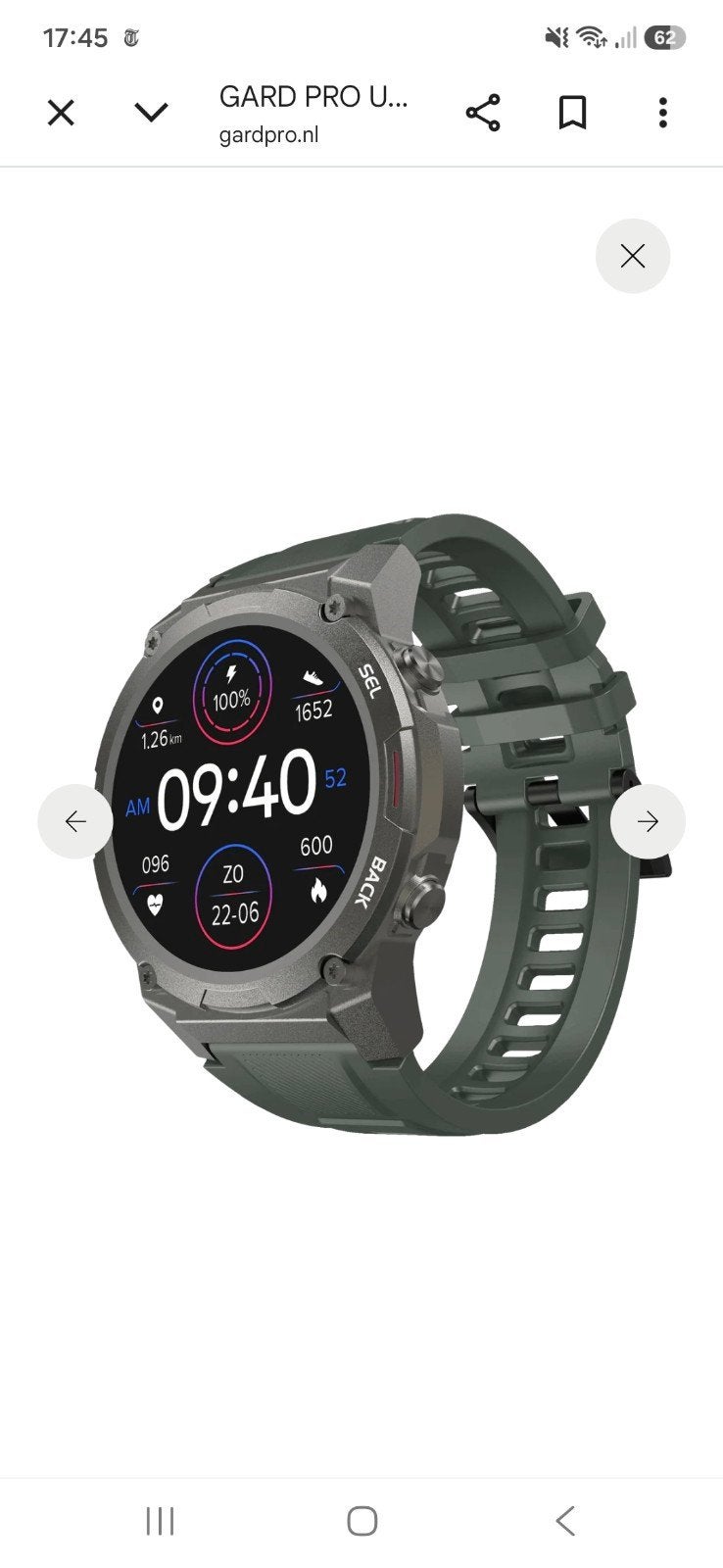 Sportwatch Gard Pro Ultra 2 + kleur groen, Sieraden, Tassen en Uiterlijk, Sporthorloges, Nieuw, Ophalen of Verzenden, Waterdicht