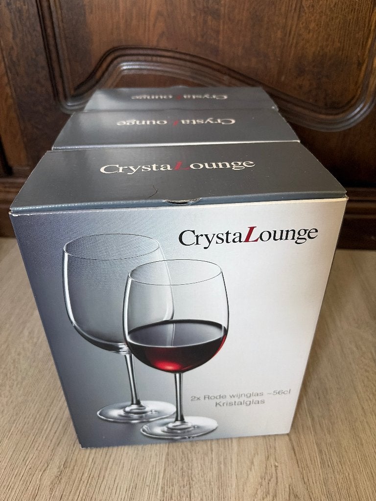 CrystaLounge rode wijnglazen - 6 stuks, Huis en Inrichting, Glas of Glazen, Nieuw, Ophalen of Verzenden, Glas