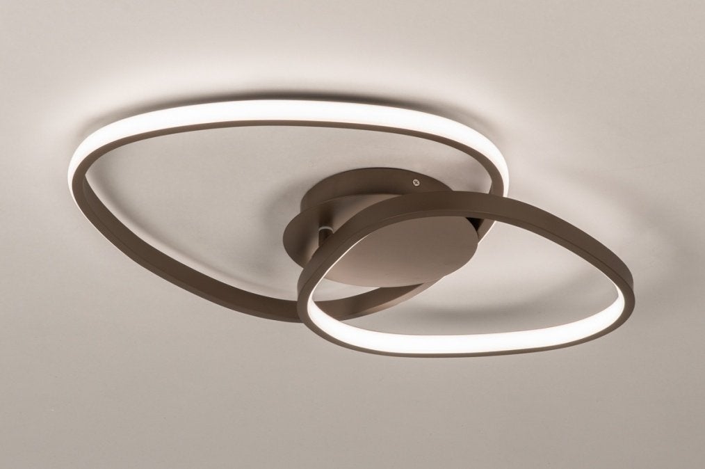 led 53cm plafondlamp koffiebruin keuken bank bed tafel lamp, Ophalen of Verzenden, Nieuw