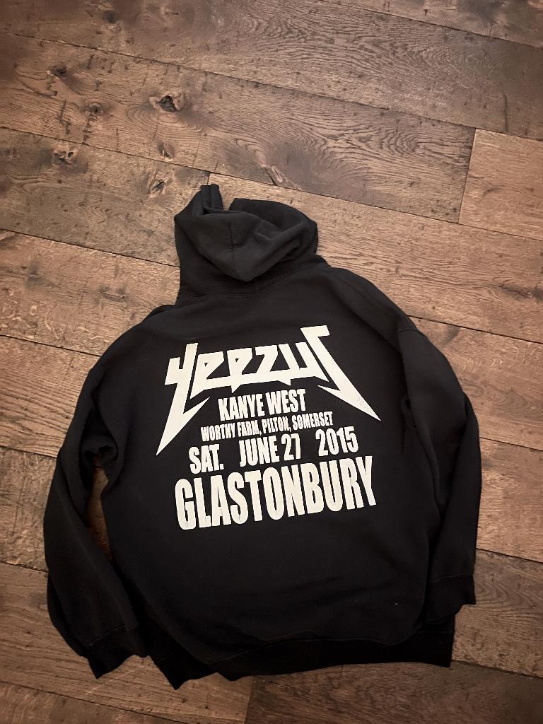 Kanye YE West Glastonbury 2015 Hoody YeezuS Tour UNIEK! Mt L, Verzenden, Zo goed als nieuw, Maat 52/54 (L), Zwart