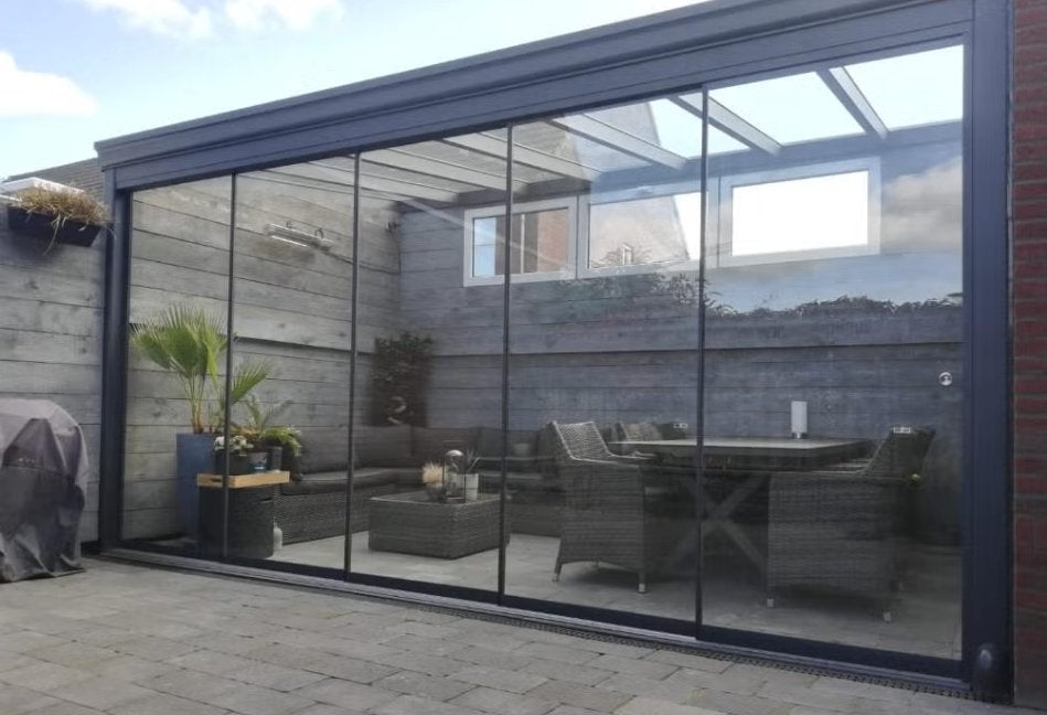Glazen schuifwand 10mm gehard glas | schuifwand glas |, Tuin en Terras, Ophalen, Nieuw, Veranda