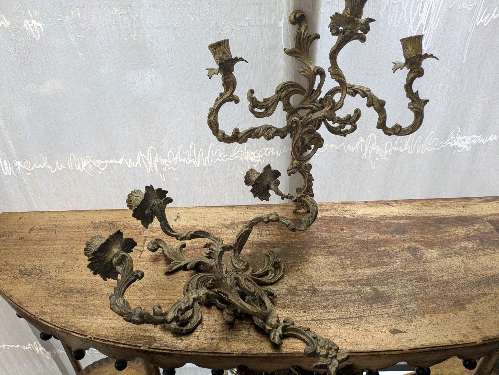 Wandkandelaars messing rococo kandelaars, Ophalen of Verzenden, Koper of Brons