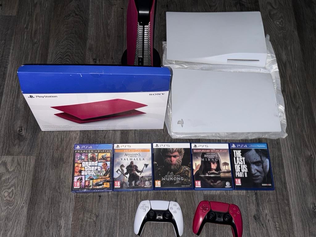 PlayStation 5 Disc Edition – Cosmic Red Custom + 5 Games, Ophalen of Verzenden, Gebruikt, Playstation 5